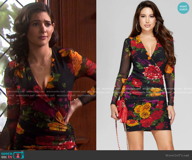 Emma Mesh Ruched Dress by Guess worn by Gabi Hernandez (Camila Banus) on Days of our Lives