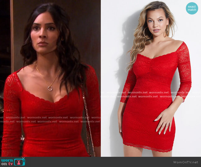 Paola Lace Dress by Guess worn by Gabi Hernandez (Camila Banus) on Days of our Lives