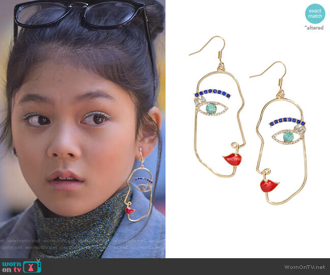 Earrings with Rhinestones by H&M worn by Claudia Kishi (Momona Tamada) on The Baby-Sitters Club