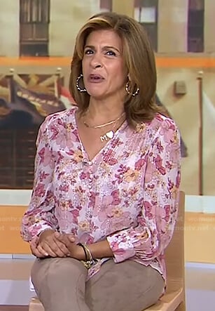 Hoda’s pink floral blouse on Today