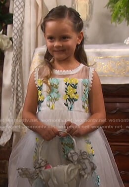 Holly's white floral embroidered tulle dress on Days of our Lives