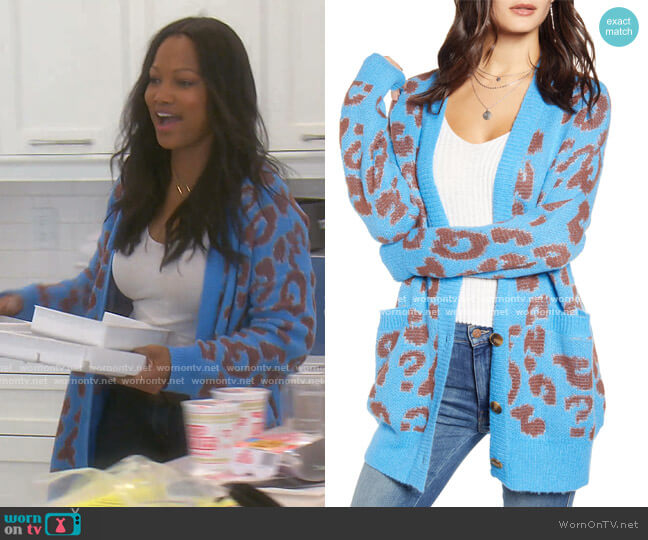 Leopard Pattern Cardigan by J.O.A. worn by Garcelle Beauvais  on The Real Housewives of Beverly Hills