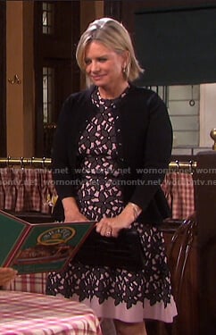 Kayla's black and pink floral dress on Days of our Lives