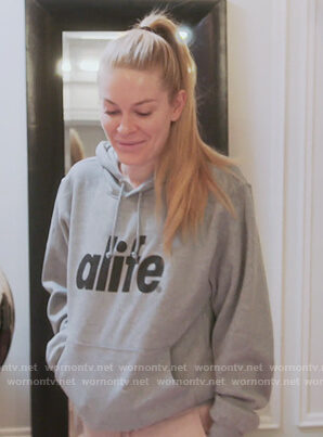 Leah’s gray Alife print hoodie on The Real Housewives of New York City