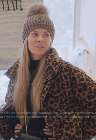Leah's leopard print jacket and beanie on The Real Housewives of New York City
