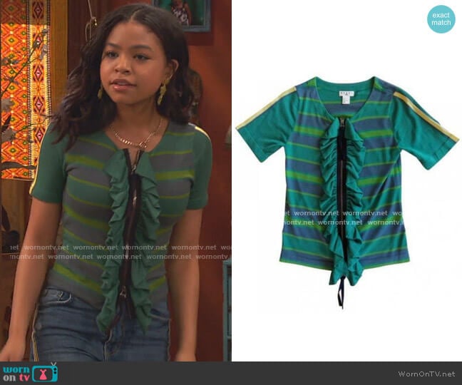 Stripe Ruffle Cardigan by Marni at H&M worn by Navia Robinson on Bunkd