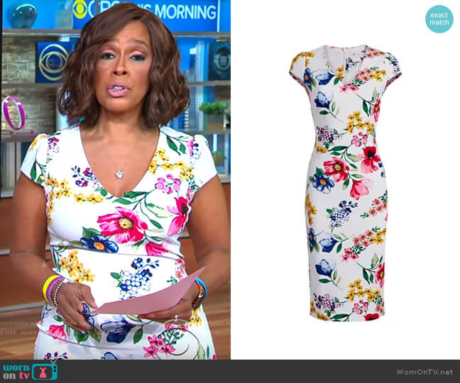 WornOnTV: Gayle King’s white floral v-neck dress on CBS This Morning ...