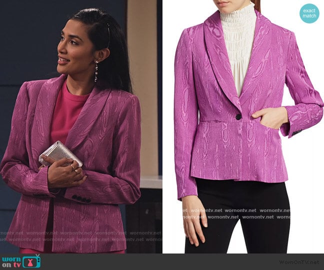 Rendez Jacquard Blazer by Rachel Comey worn by Hina Abdullah on The Expanding Universe of Ashley Garcia