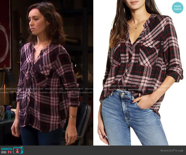 Bentley Plaid Flannel Shirt by Rails worn by Gwen Rizczech (Emily O'Brien) on Days of our Lives