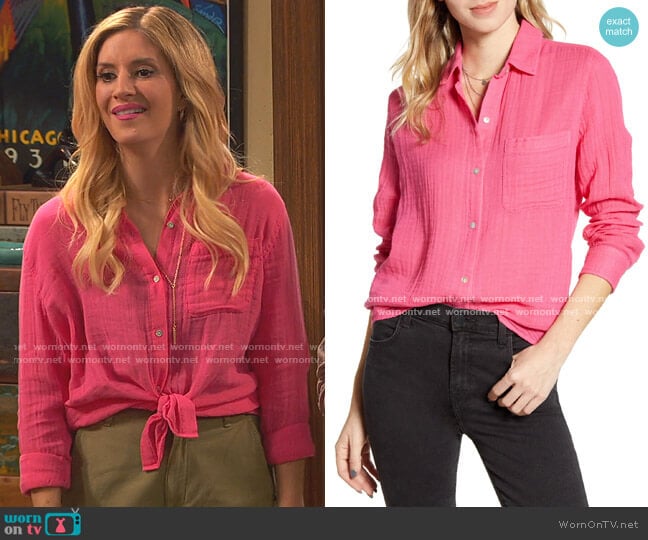 Ellis Cotton Shirt by Rails worn by Anneliese van der Pol on Bunkd