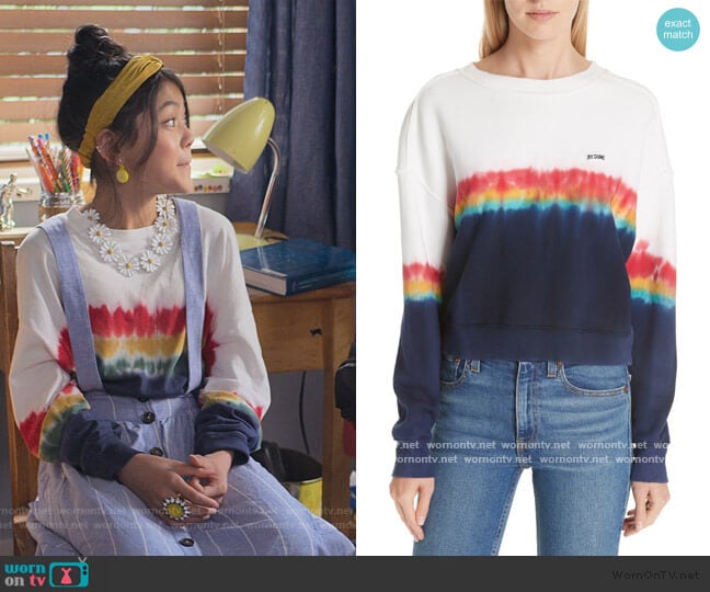 Rainbow Dye Tee by Re/done worn by Claudia Kishi (Momona Tamada) on The Baby-Sitters Club