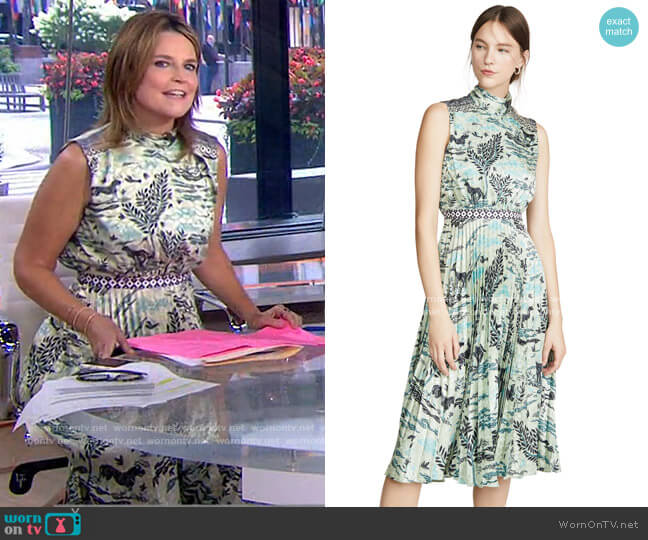 WornOnTV: Savannah’s printed pleated midi dress on Today | Savannah ...