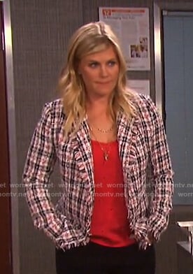 Sami’s plaid tweed jacket on Days of our Lives