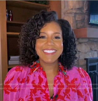 Sheinelle’s pink and red floral blouse on Today