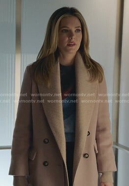 Sutton's pink ribbed lapel coat on The Bold Type