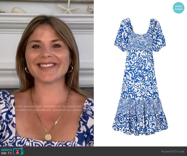 Cynthia Printed Poplin Dress by Tanya Taylor worn by Jenna Bush Hager on Today