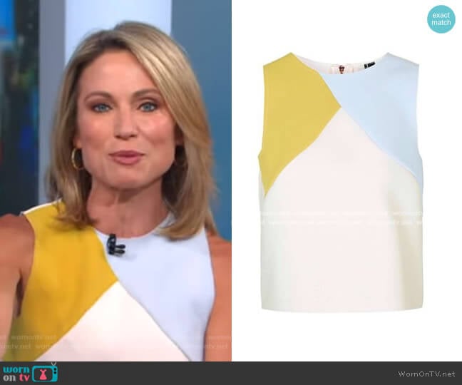 WornOnTV: Amy’s colorblock sleeveless top on Good Morning America | Amy ...