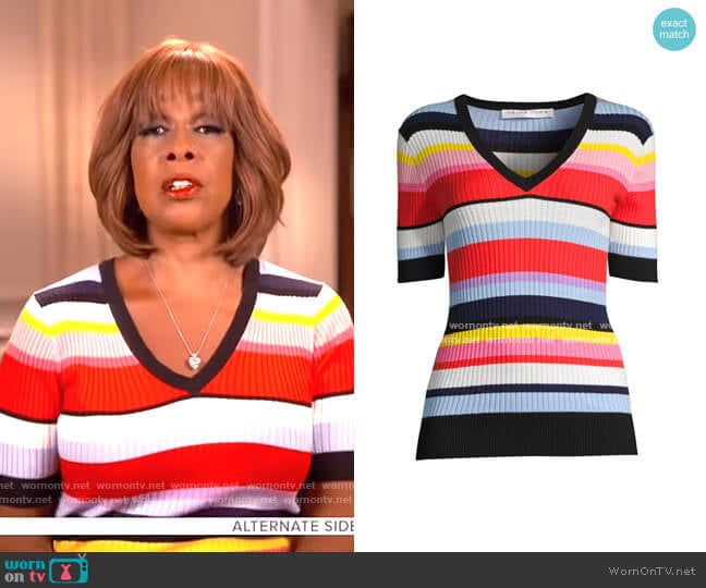 WornOnTV: Gayle’s striped ribbed knit top on CBS This Morning | Gayle ...