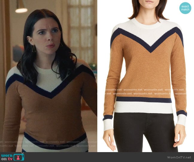 Bradford Stripe Cashmere Sweater by Veronica Beard worn by Jane Sloan (Katie Stevens) on The Bold Type