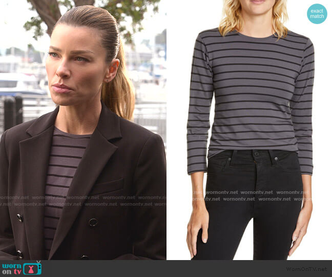 Stripe 3/4 Sleeve T-Shirt by ATM Anthony Thomas Melillo worn by Chloe Decker (Lauren German) on Lucifer