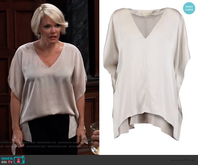 Nola draped washed stretch-silk top by Alice + Olivia worn by Ava Jerome (Maura West) on General Hospital