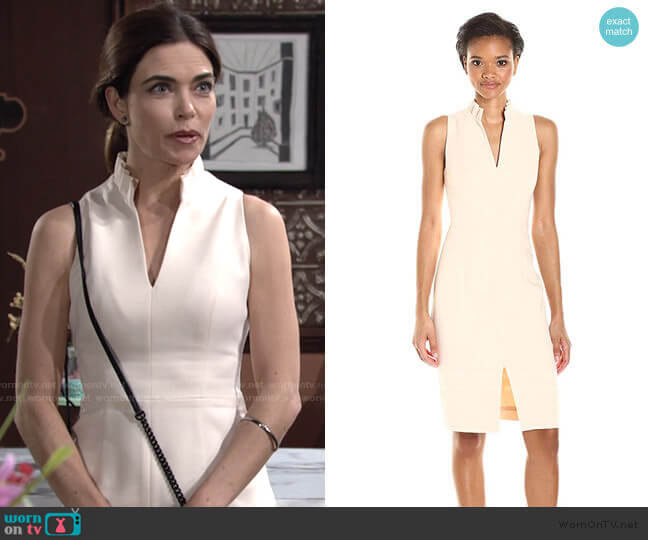 Antoinette Sleeveless Sheath Dress by Black Halo worn by Victoria Newman (Amelia Heinle) on The Young and the Restless