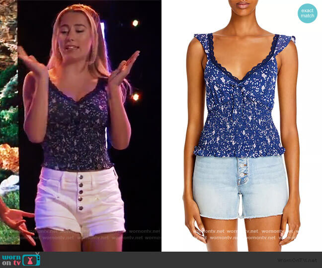 Abstract Dot Print Smocked Top by Aqua worn by Josslyn Jacks (Eden McCoy) on General Hospital