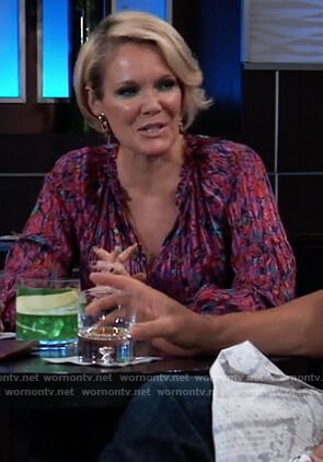 Ava’s floral pleated blouse on General Hospital