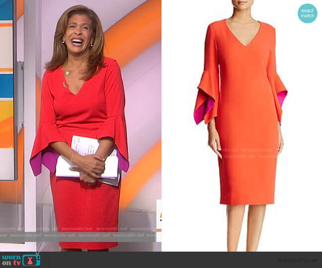 WornOnTV: Hoda’s orange contrast bell sleeve dress on Today | Hoda Kotb ...