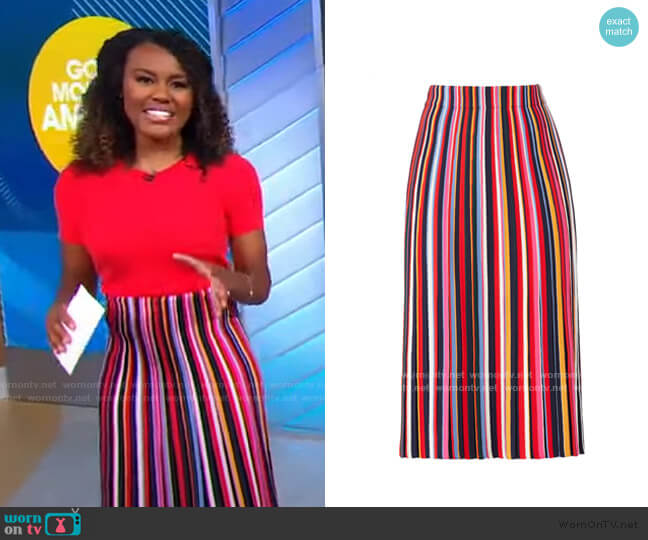WornOnTV: Janai’s multicolor striped skirt on Good Morning America ...
