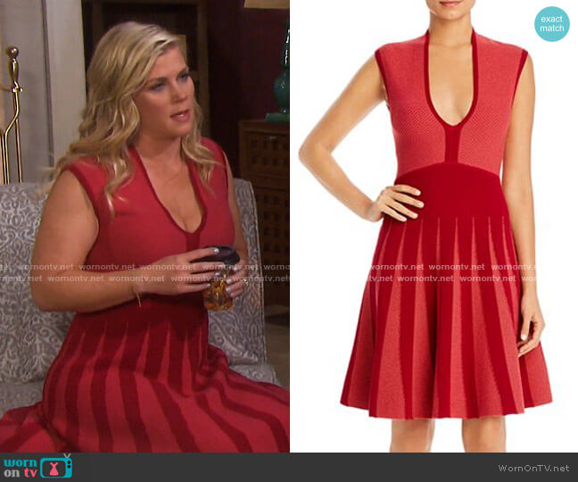 Sleeveless Knit Fit-and-Flare Dress by Emporio Armani worn by Sami Brady (Alison Sweeney) on Days of our Lives