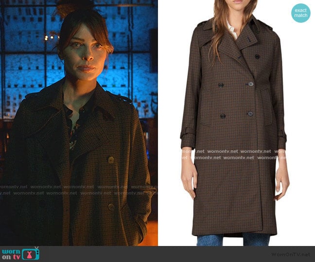 Even Check Trench Coat by Sandro worn by Chloe Decker (Lauren German) on Lucifer