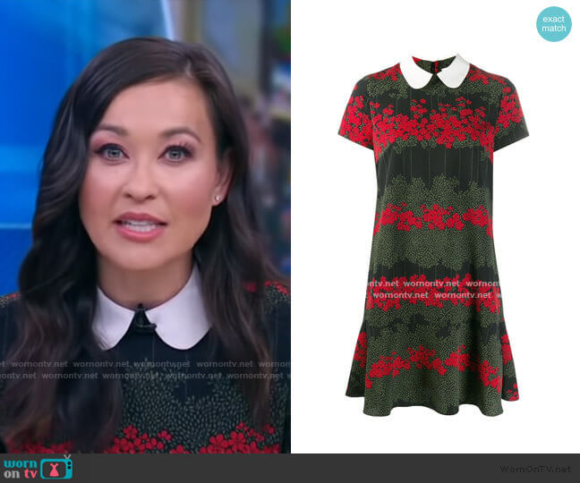 WornOnTV: Eva’s black floral collared dress on Good Morning America ...