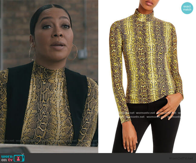 Snakeskin mock neck top by Fore worn by La La Anthony