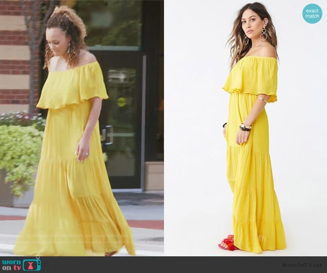 Off the Shoulder Maxi Dress by Forever 21 worn by Ashley Darby on The Real Housewives of Potomac