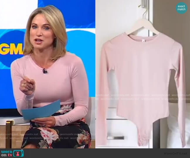 Dusty Rose Bodysuit by Giapenta worn by Amy Robach on Good Morning America