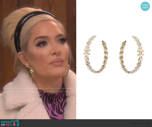Gold Crystal Cc Hoop Earrings by Chanel worn by Erika Jayne on The Real Housewives of Beverly Hills