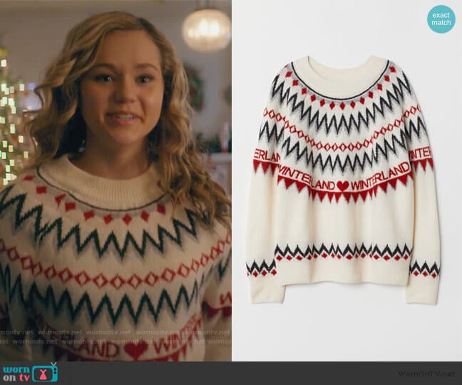 Jacquard-knit Sweater by H&M worn by Courtney Whitemore (Brec Bassinger) on Stargirl