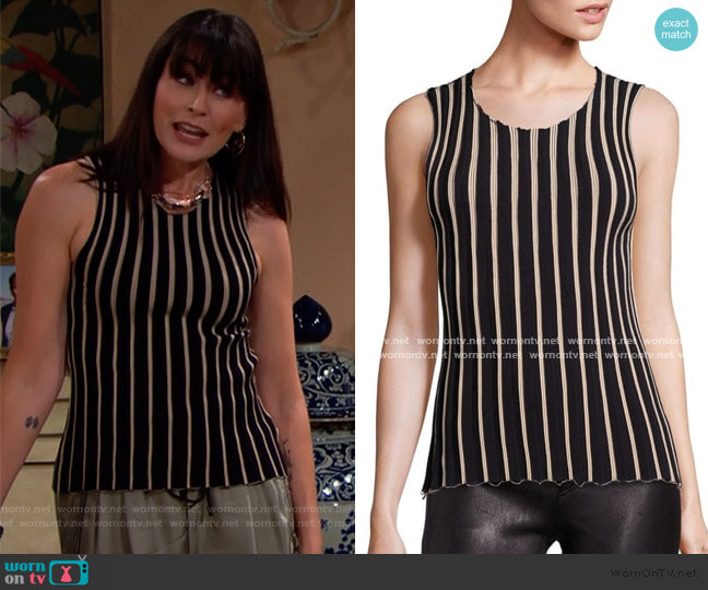 Pinstripe Tank by Helmut Lang worn by Quinn Fuller (Rena Sofer) on The Bold and the Beautiful