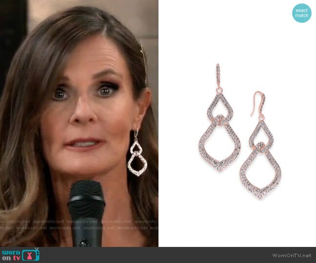 INC International Concepts Pavé Interlocking Linear Drop Earrings worn by Lucy Coe (Lynn Herring) on General Hospital