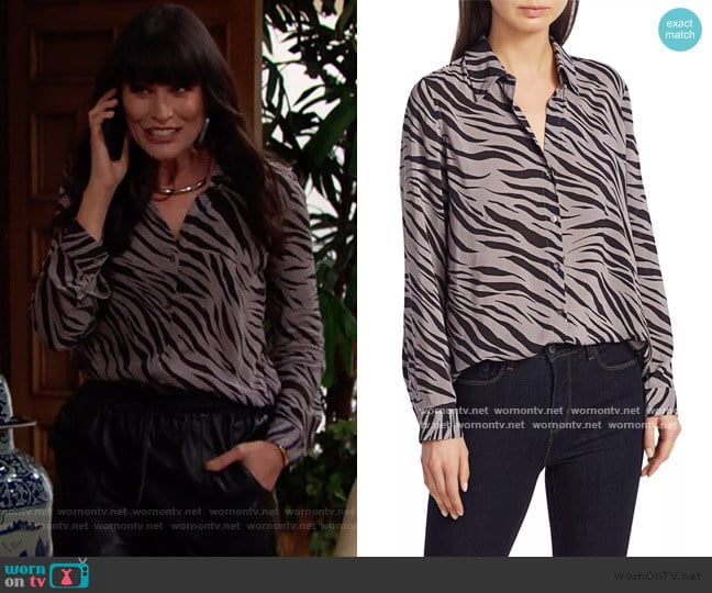 Nina Zebra Print Blouse by L'Agence worn by Quinn Fuller (Rena Sofer) on The Bold and the Beautiful