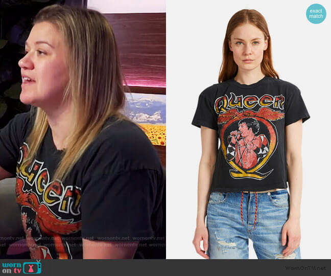 Queen Freddie Crop Tee by Madeworn worn by Kelly Clarkson on The Kelly Clarkson Show