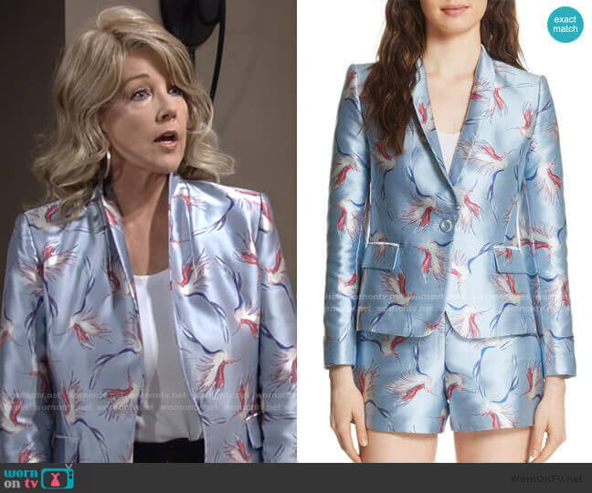 Macey Jacket by Alice + Olivia worn by Nikki Reed Newman (Melody Thomas-Scott) on The Young and the Restless