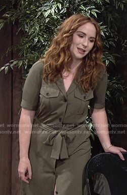 Mariah’s green safari shirtdress on The Young and the Restless