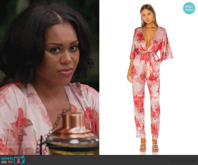 x REVOLVE Fallene Jumpsuit by Michael Costello worn by Monique Samuels on The Real Housewives of Potomac