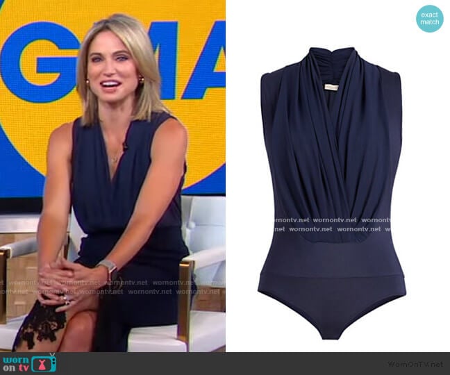 Mila Bodysuit - Eva Mendes Collection by New York & Company worn by Amy Robach on Good Morning America