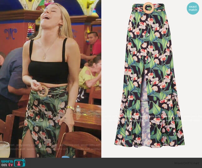 Belted wrap-effect floral-print crepe maxi skirt by Patbo worn by Leah McSweeney on The Real Housewives of New York City