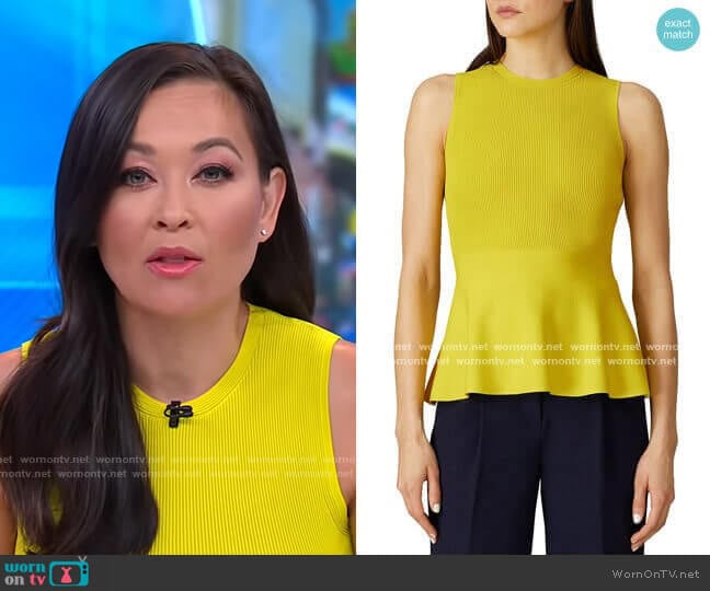 Peplum Top by Theory worn by Eva Pilgrim on Good Morning America