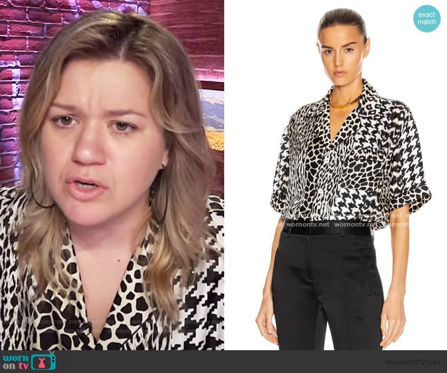 Aloeuw Mixed Print Shirt by Pierre-Louis Mascia worn by Kelly Clarkson on The Kelly Clarkson Show