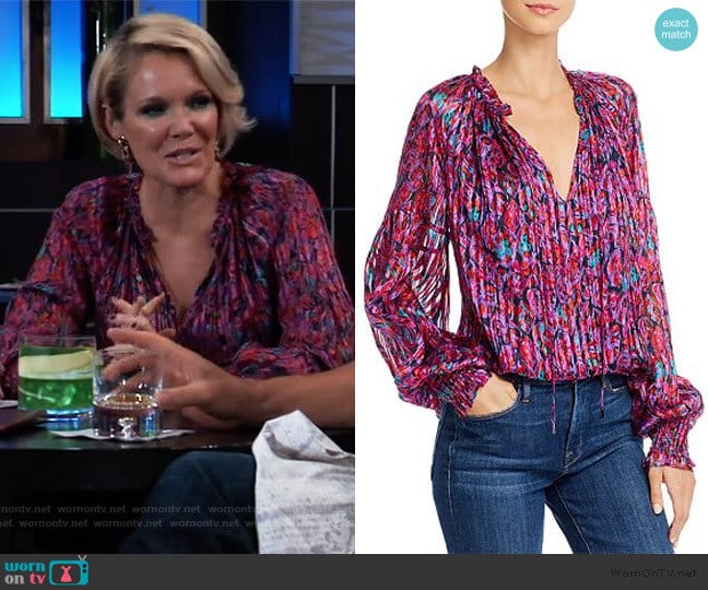 Printed Leaf Luanne Top by Ramy Brook worn by Ava Jerome (Maura West) on General Hospital